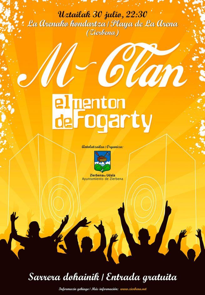 Imagen del cartel del concierto de M-Clan y El Mentón de Fogarty en Zierbena