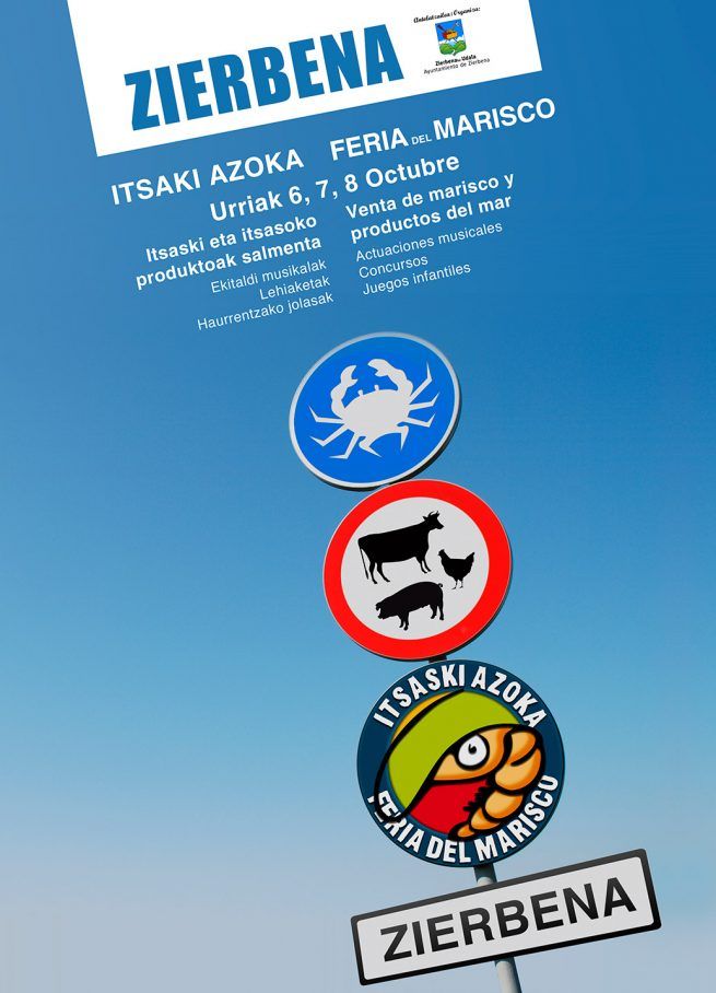 Imagen del cartel de la Feria del Marisco - Itsaski Azoka, en Zierbena