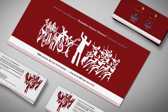 Imagen con varias invitaciones al concierto de Euskadiko Ikasleen Orkestra en Bruselas